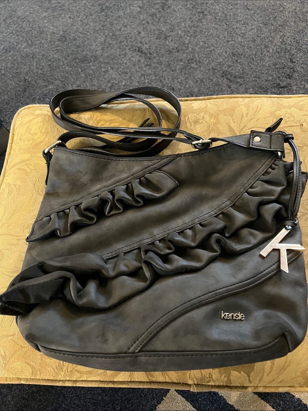 Kensie Black Ruched Crossbody Bag